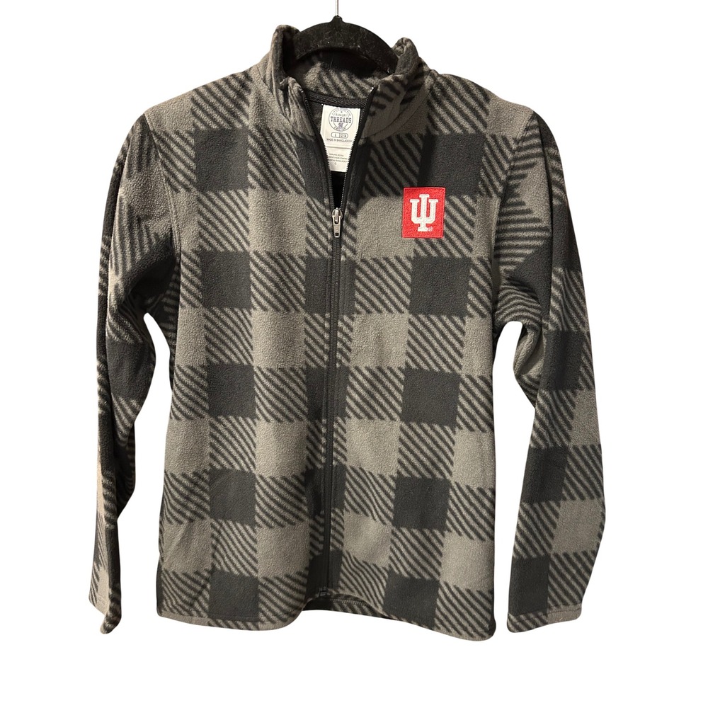 Rivalry Threads Indiana University Hoosiers Kids Fleece Grey Plaid L 12/14